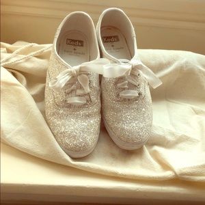 Kate Spade White Sparkle Keds